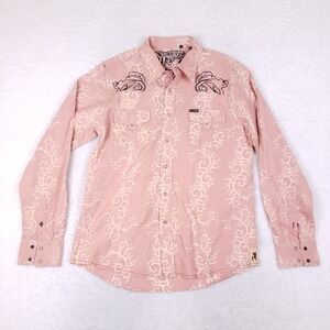 Southern Thread Tribal Print Western Snap Shirt Large Pink